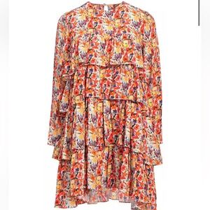 Muzungu Sisters $950 Silk Snail Butterfly Floral-Print Women’s Swing Dress Large
